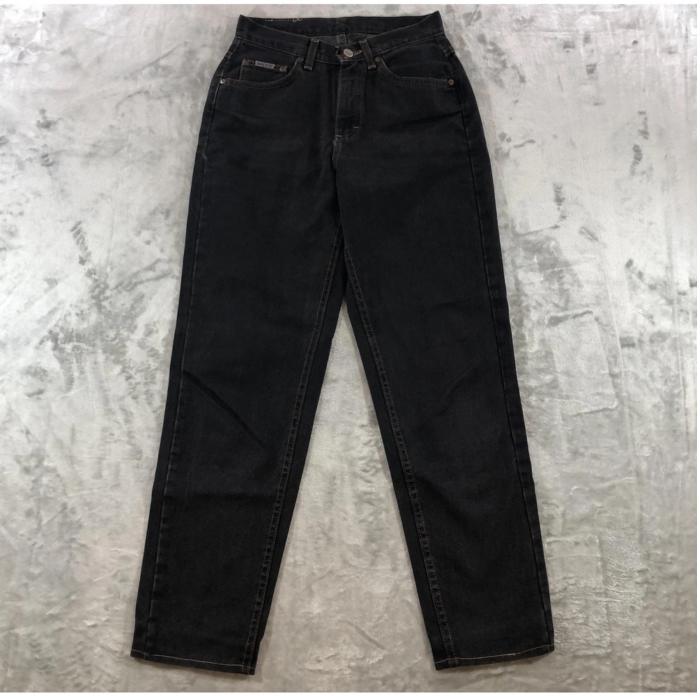 Vintage Lee Riveted Jeans Womens 6 28x28.5 Black High Rise Mom Tapered USA